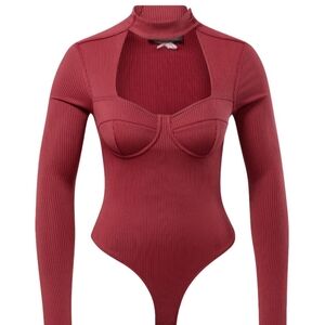 Reebok Cardi B Limited Edition Burgundy Ribbed Bodysuit